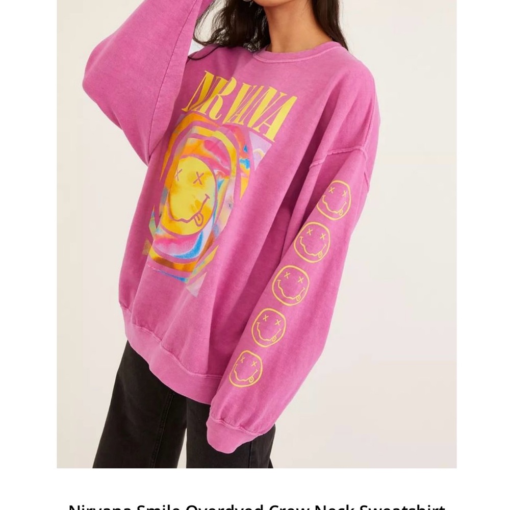 NIRVANA smile Pink and Yellow Graphic Tee